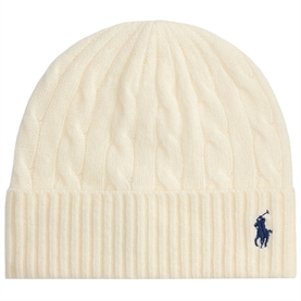 Polo Ralph Lauren Cable-Knit Wool-Cashmere Beanie, Cream